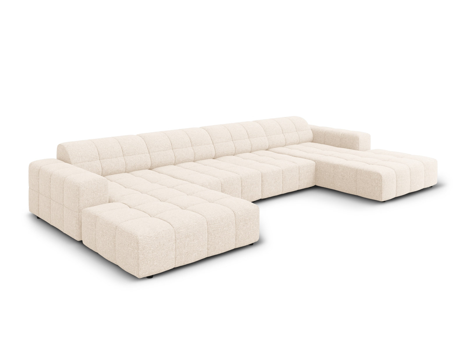 Elegantes Chicago Panoramic Sofa für 6 Personen in hellem Beige, ideal für stilvolle Wohnräume und gemütliche Abende.
