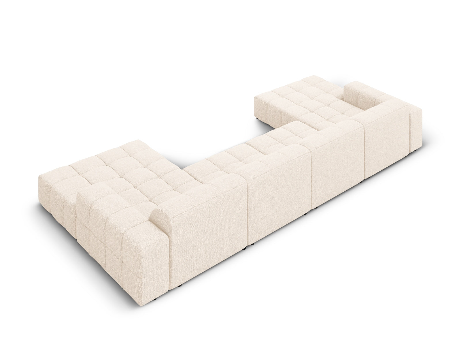 Modernes 6-Sitzer Chicago Panoramic Sofa in sanftem Beige, perfekt für gesellige Runden und stilvolle Einrichtungsideen.