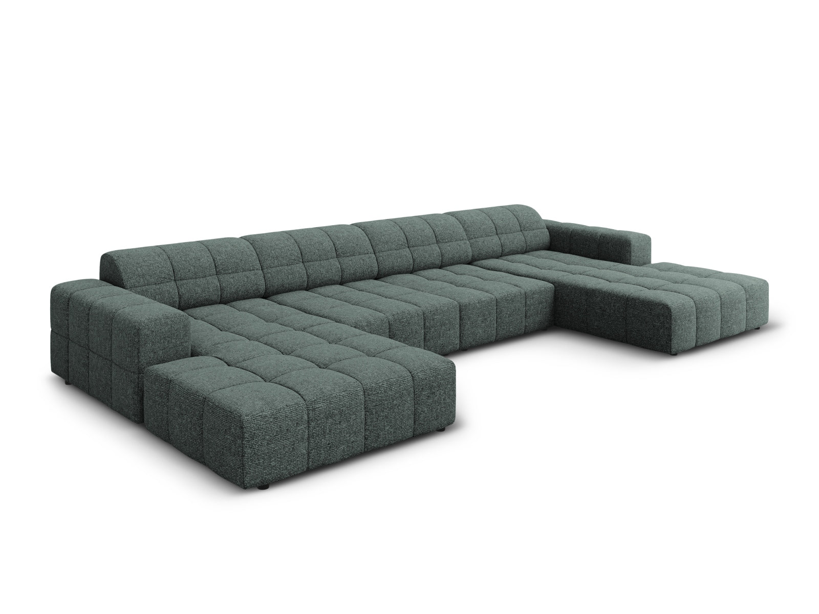 Elegantes Chicago Panoramic Sofa für 6 Personen in stilvollem Petrol-Haga, ideal für moderne Wohnräume.