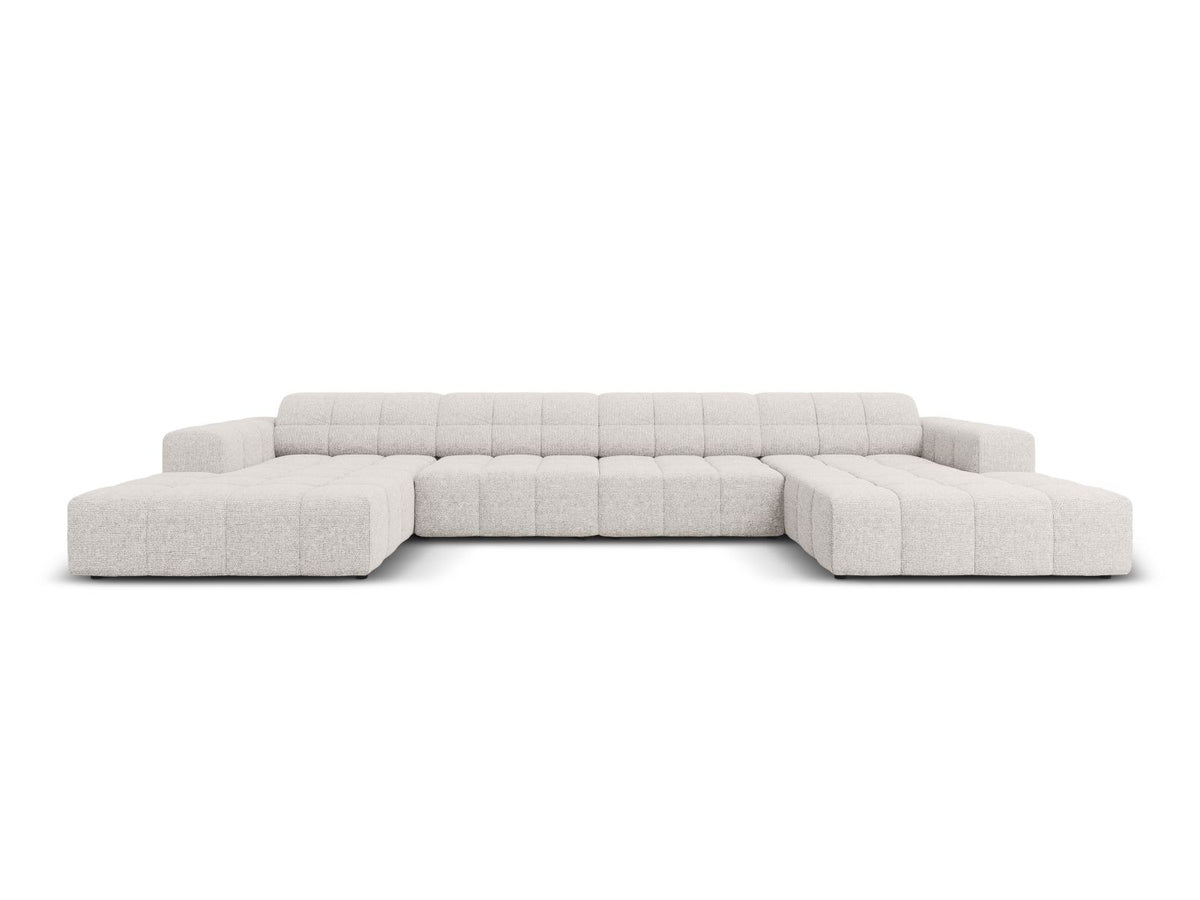 Cosmopolitan Design Chicago Panoramic Sofa, 6-Sitzer in Light Beige-Eden, Massivholzrahmen, Kunststoffbeine, grosszügige Sitzfläche mit Récamiere.