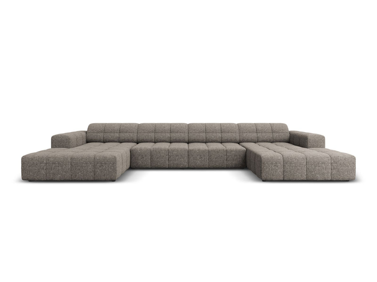 Cosmopolitan Design Chicago Panoramic Sofa, 6-Sitzer in Light Beige-Eden, Massivholzrahmen, Kunststoffbeine, grosszügige Sitzfläche mit Récamiere.