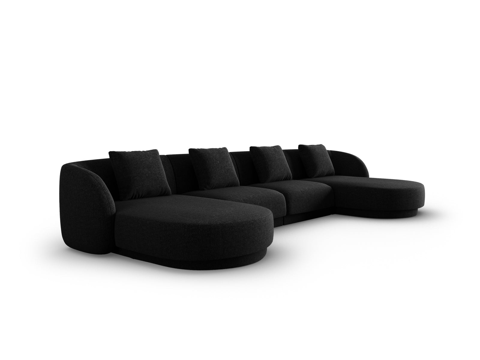 Elegantes Tulum Panoramic Sofa in Schwarz, 5-Sitzer mit modernem Design, ideal für stilvolle Wohnräume.