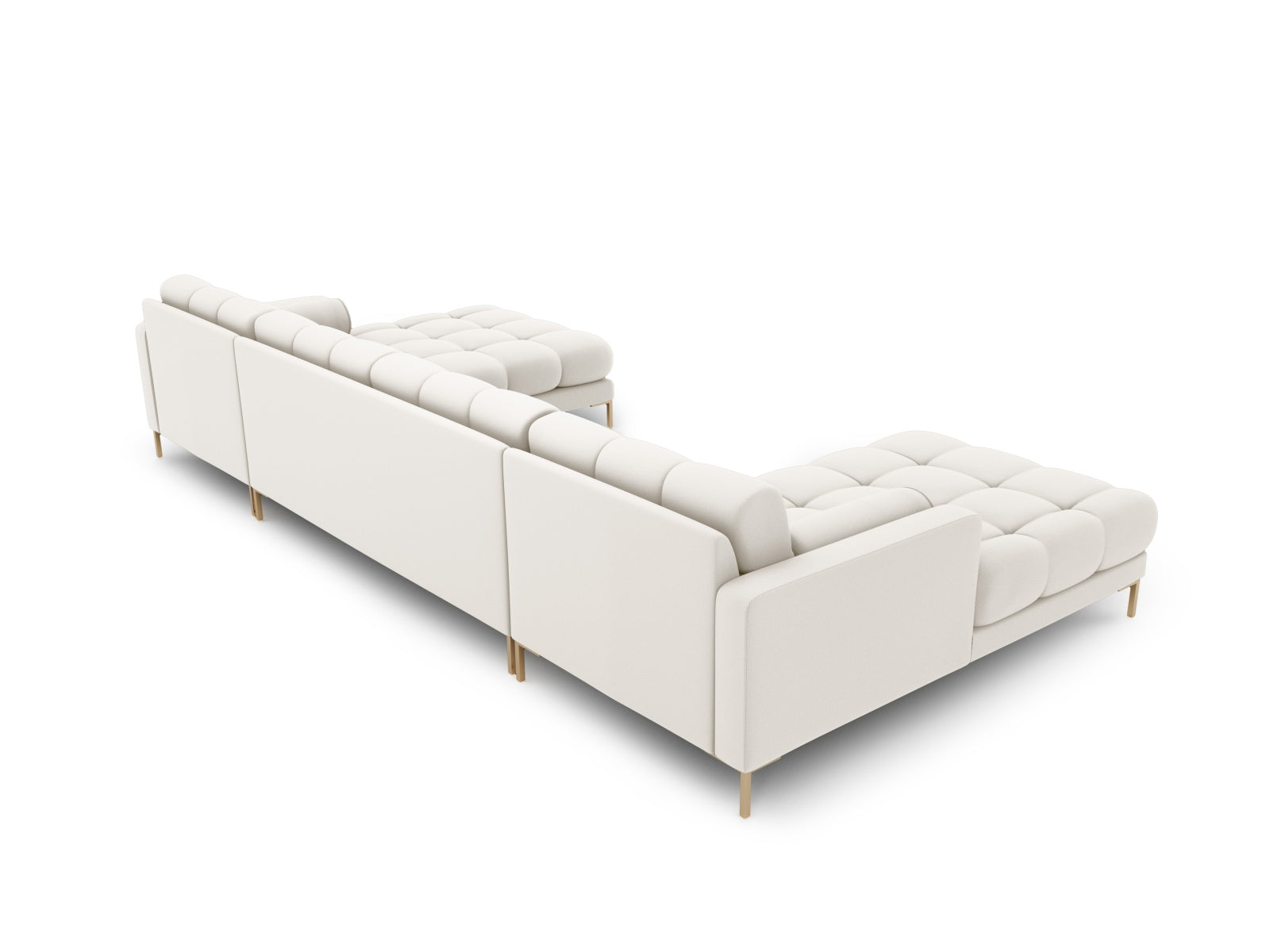 Elegantes 7-Sitzer Ecksofa Bali in warmen Beigetönen, ideal für stilvolle Wohnräume und entspannte Zusammenkünfte, von Cosmopolitan Design.