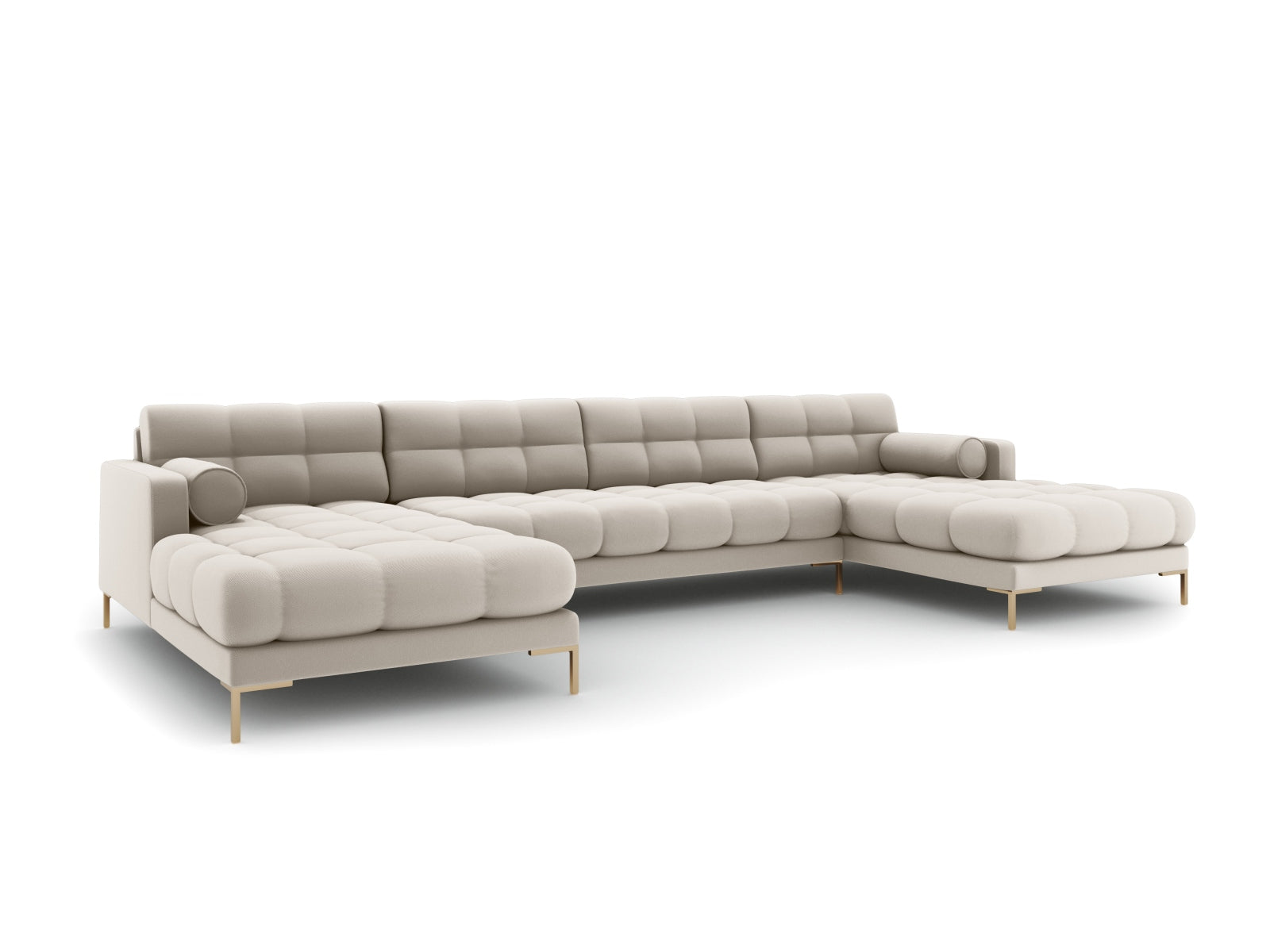 Beige 7-Sitzer Panoramic Sofa Bali von Cosmopolitan Design, stilvolles Ecksofa mit modernem Design und großzügigem Platzangebot.