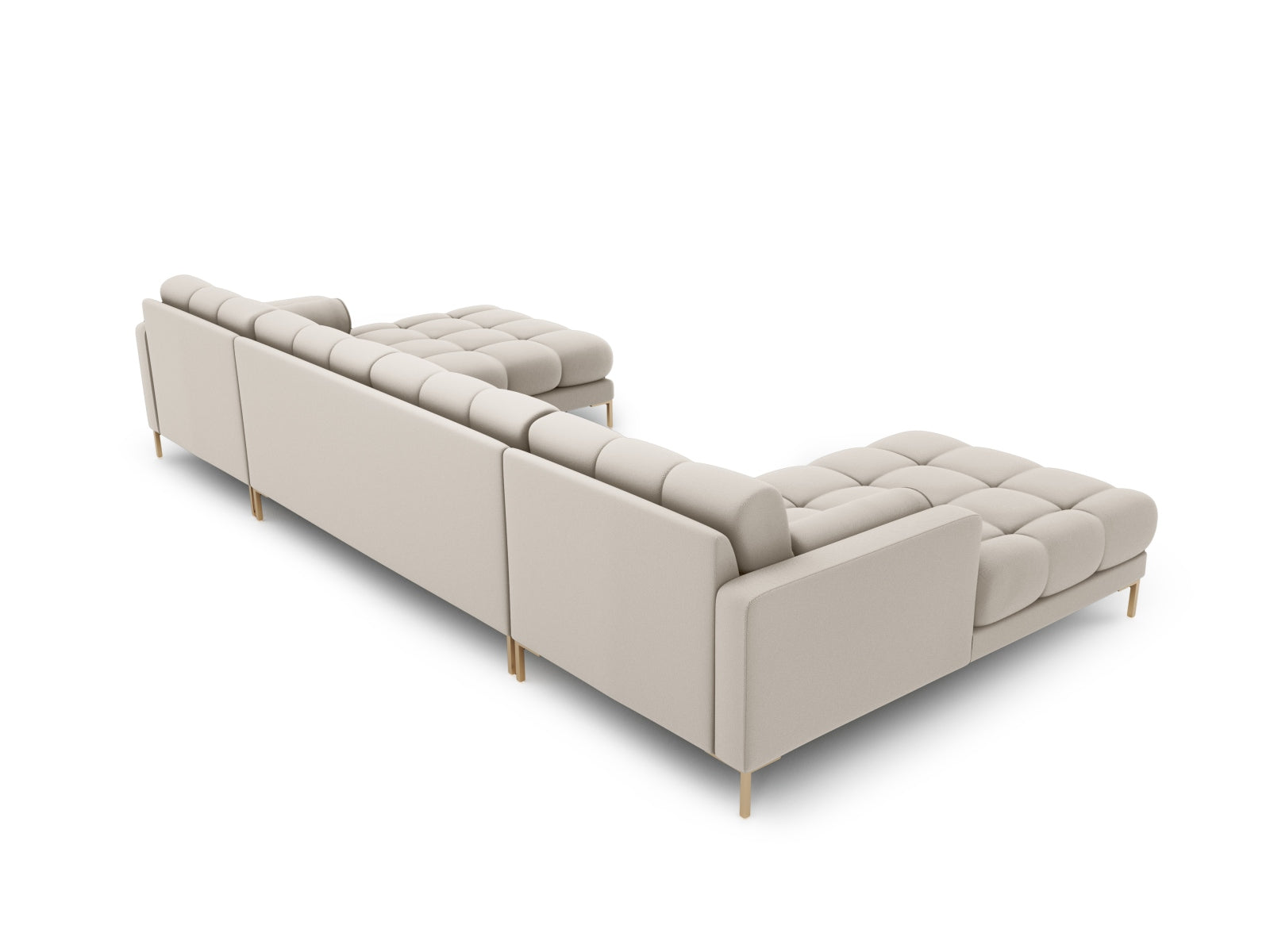Beige 7-Sitzer Panoramic Sofa Bali von Cosmopolitan Design, stilvolles Ecksofa für komfortable Momente und gesellige Zusammenkünfte.