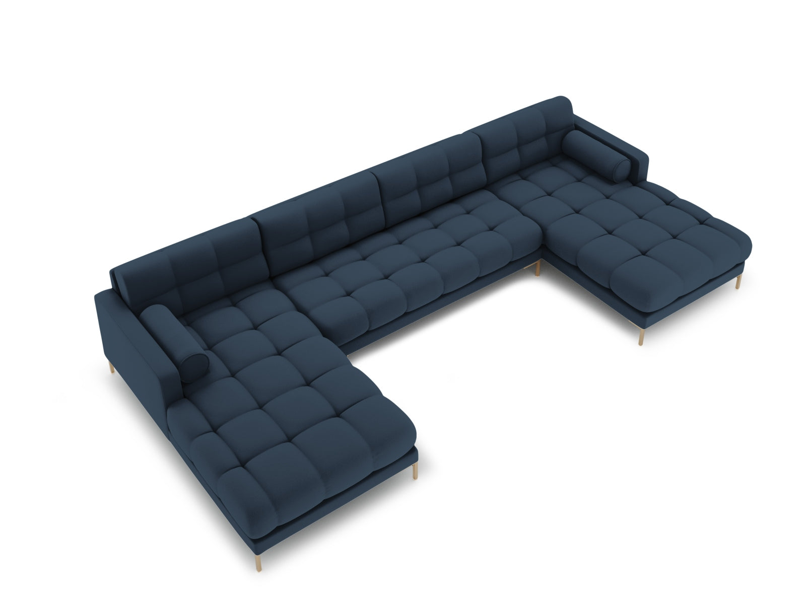 Elegantes 7-Sitzer Panoramic Sofa Bali in leuchtendem Gelb-Bluvel, perfekt für stilvolle Wohnzimmer und gesellige Zusammenkünfte.