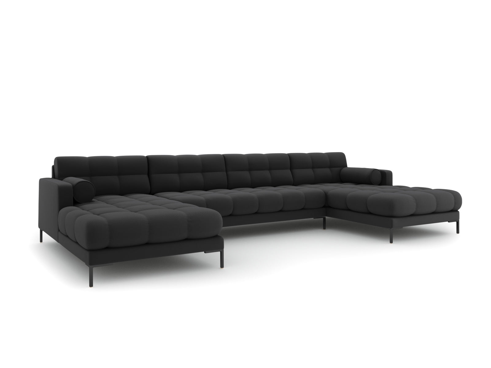 Elegantes 7-Sitzer Ecksofa Bali in Dunkelgrau, ideal für stilvolle Wohnräume, von Cosmopolitan Design.