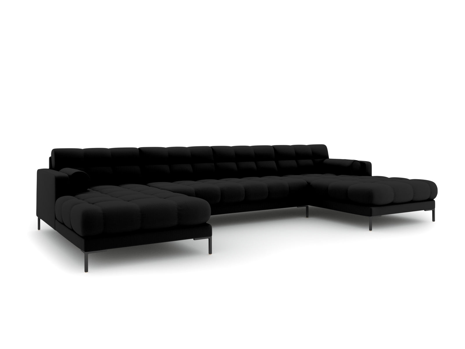 Elegantes 7-Sitzer Ecksofa Bali in stilvollem Schwarz und Neve, ideal für moderne Wohnräume, von Cosmopolitan Design.
