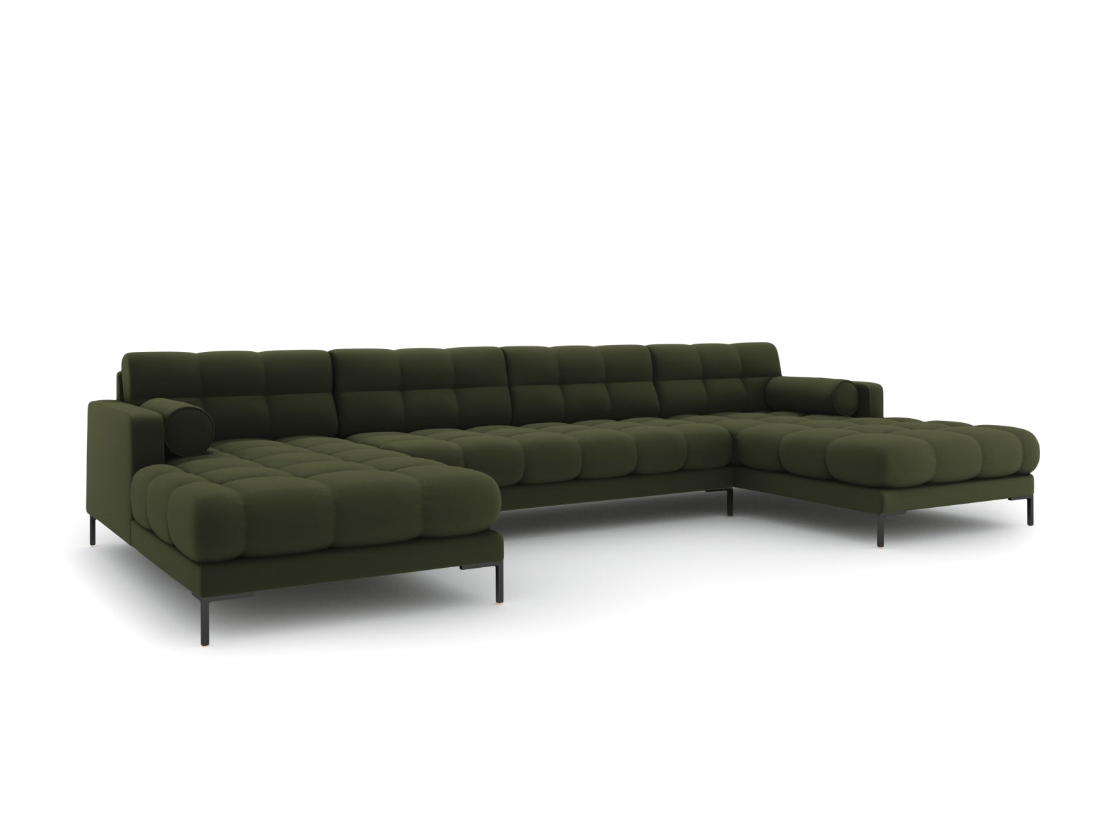 Elegantes 7-Sitzer Ecksofa Bali in stilvollem Grün, ideal für moderne Wohnräume, von Cosmopolitan Design.