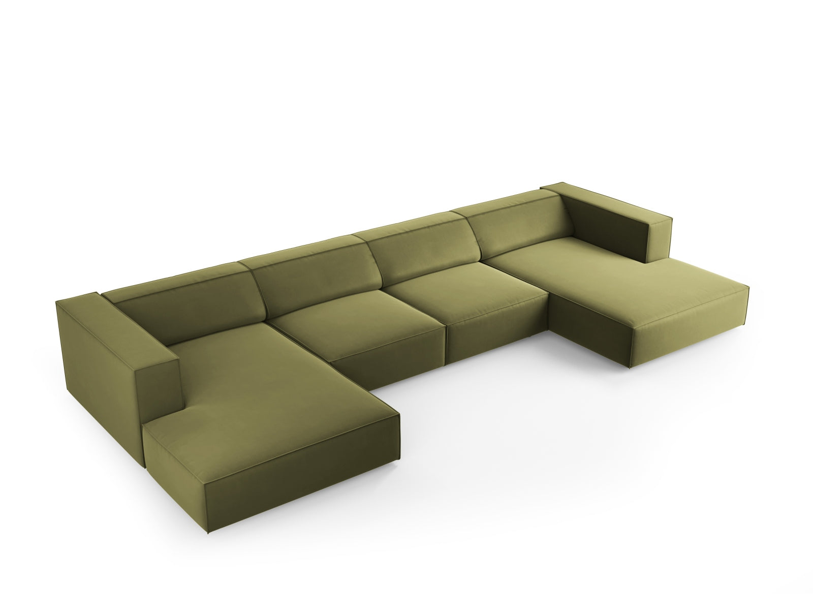Arendal Velour Panoramic Sofa 6 Sitzer in Light Green präsentiert im Onlineshop von KAQTU Design AG. 3er Sofa ist von Cosmopolitan Design