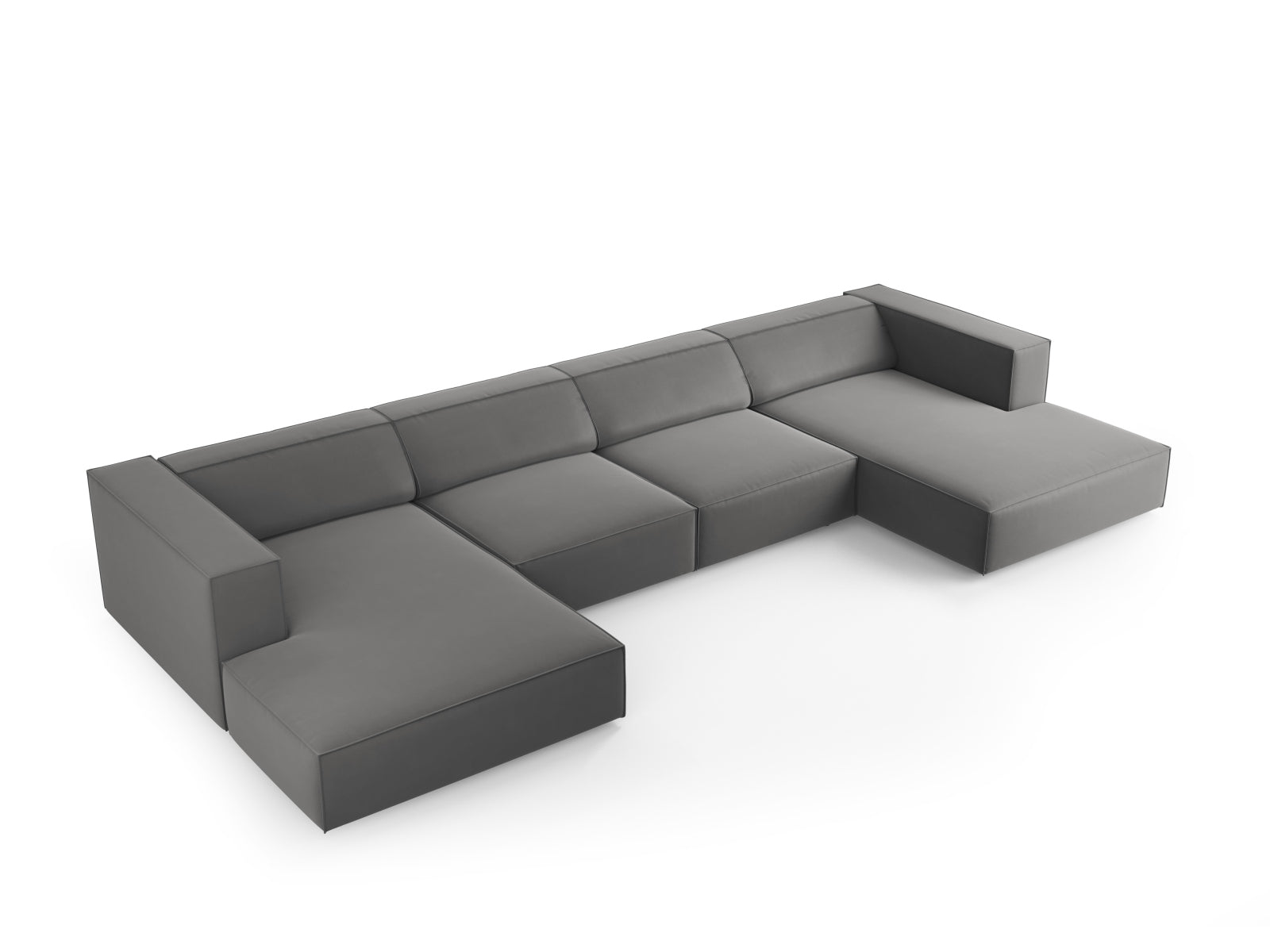 Arendal Velour Panoramic Sofa 6 Sitzer in Warm grey präsentiert im Onlineshop von KAQTU Design AG. 3er Sofa ist von Cosmopolitan Design