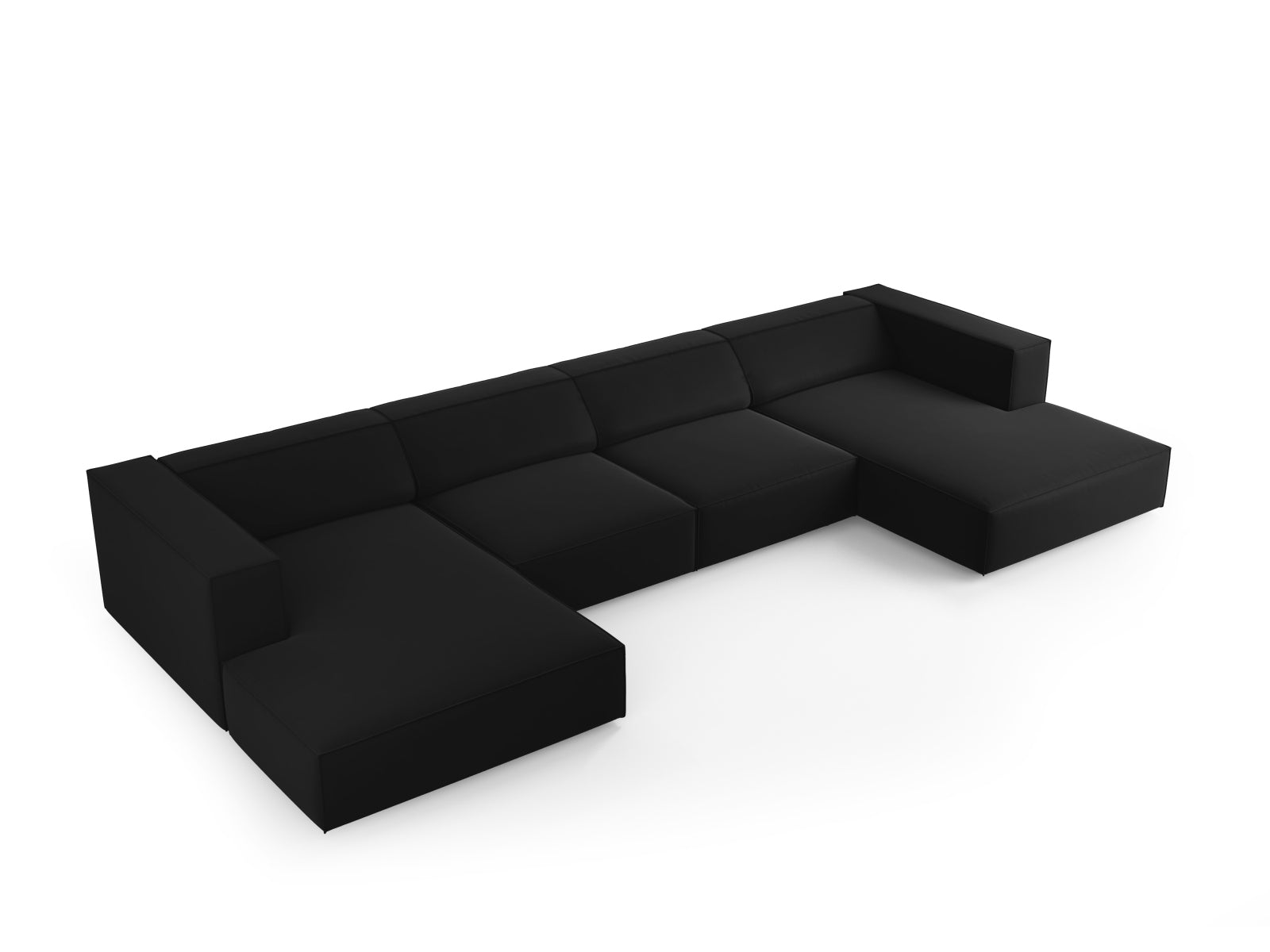Arendal Velour Panoramic Sofa 6 Sitzer in Black präsentiert im Onlineshop von KAQTU Design AG. 3er Sofa ist von Cosmopolitan Design