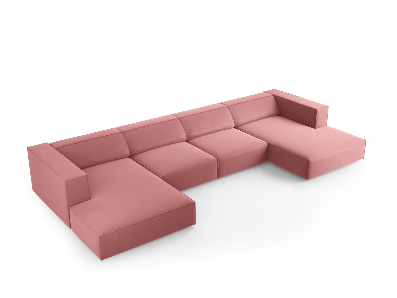 Arendal Velour Panoramic Sofa 6 Sitzer in Flamingo präsentiert im Onlineshop von KAQTU Design AG. 3er Sofa ist von Cosmopolitan Design