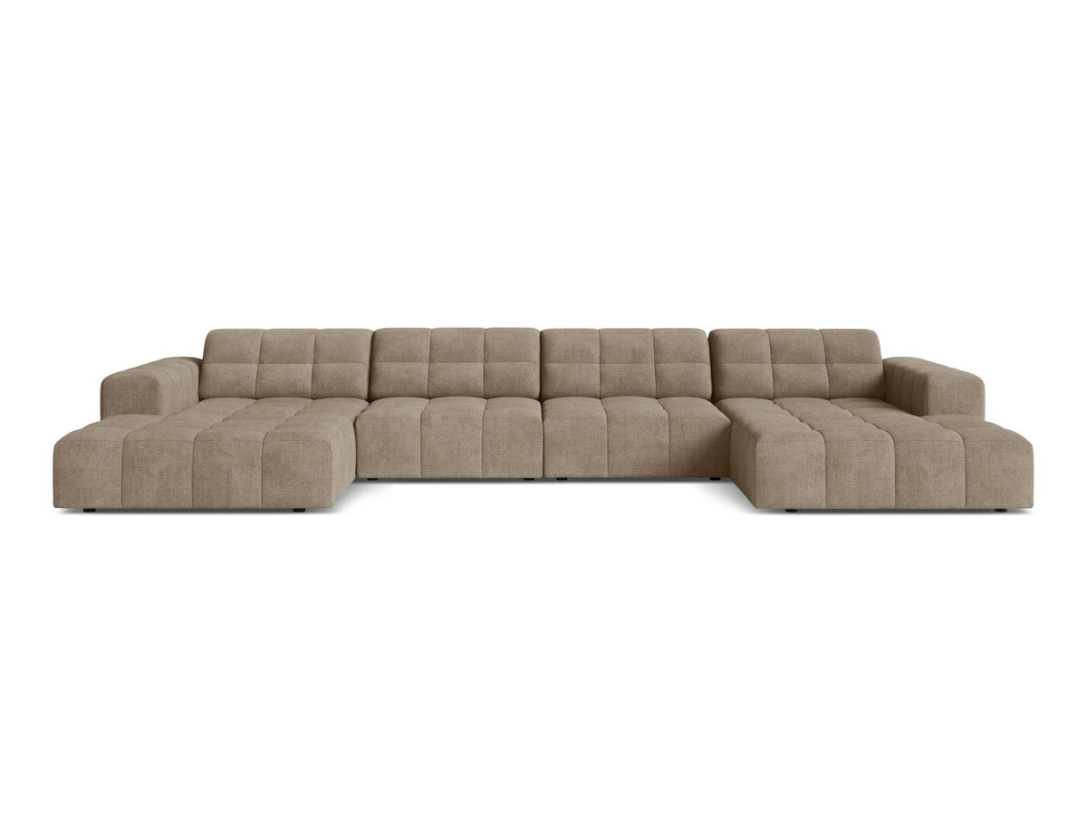 Cosmopolitan Design Chicago Panoramic Sofa, 6-Sitzer in Light Beige-Eden, Massivholzrahmen, Kunststoffbeine, grosszügige Sitzfläche mit Récamiere.