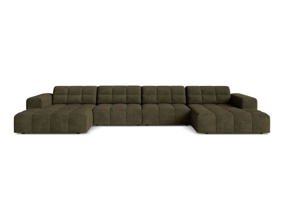 Cosmopolitan Design Chicago Panoramic Sofa, 6-Sitzer in Light Beige-Eden, Massivholzrahmen, Kunststoffbeine, grosszügige Sitzfläche mit Récamiere.