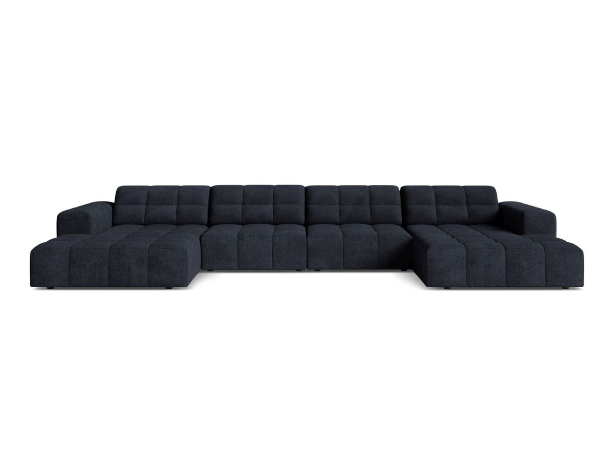 Cosmopolitan Design Chicago Panoramic Sofa, 6-Sitzer in Light Beige-Eden, Massivholzrahmen, Kunststoffbeine, grosszügige Sitzfläche mit Récamiere.