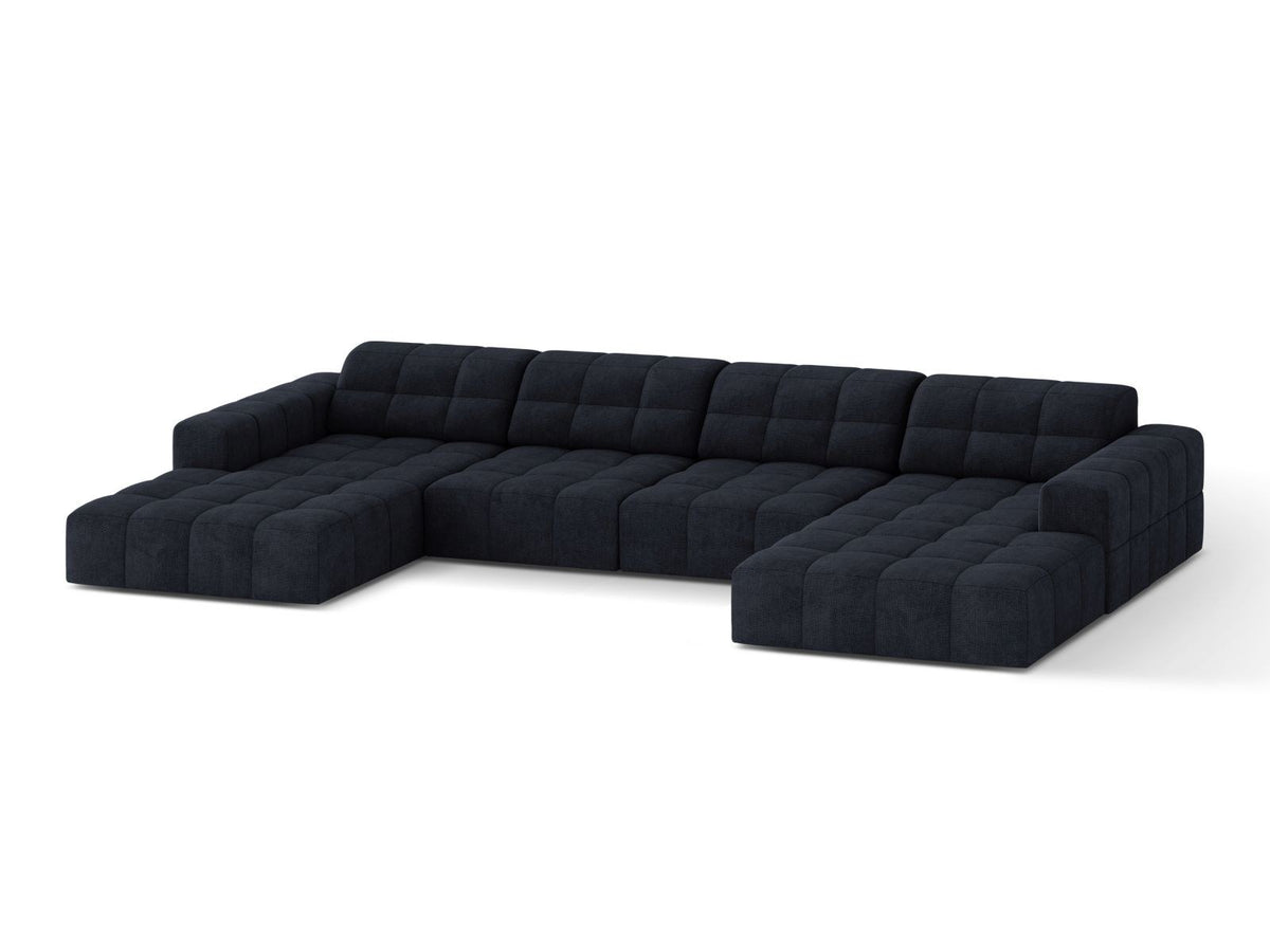 Cosmopolitan Design Chicago Panoramic Sofa, 6-Sitzer in Light Beige-Eden, Massivholzrahmen, Kunststoffbeine, grosszügige Sitzfläche mit Récamiere.