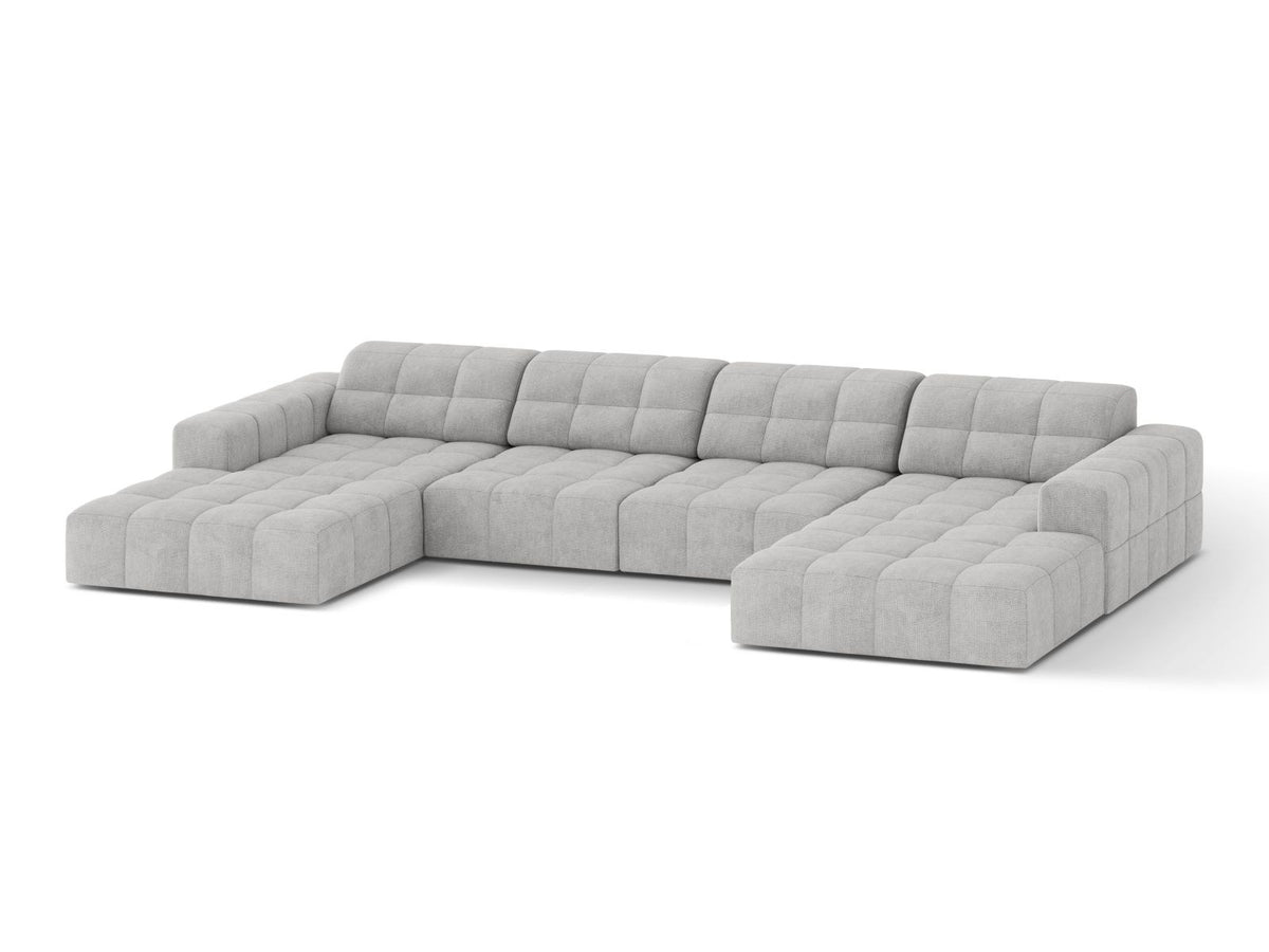 Cosmopolitan Design Chicago Panoramic Sofa, 6-Sitzer in Light Beige-Eden, Massivholzrahmen, Kunststoffbeine, grosszügige Sitzfläche mit Récamiere.