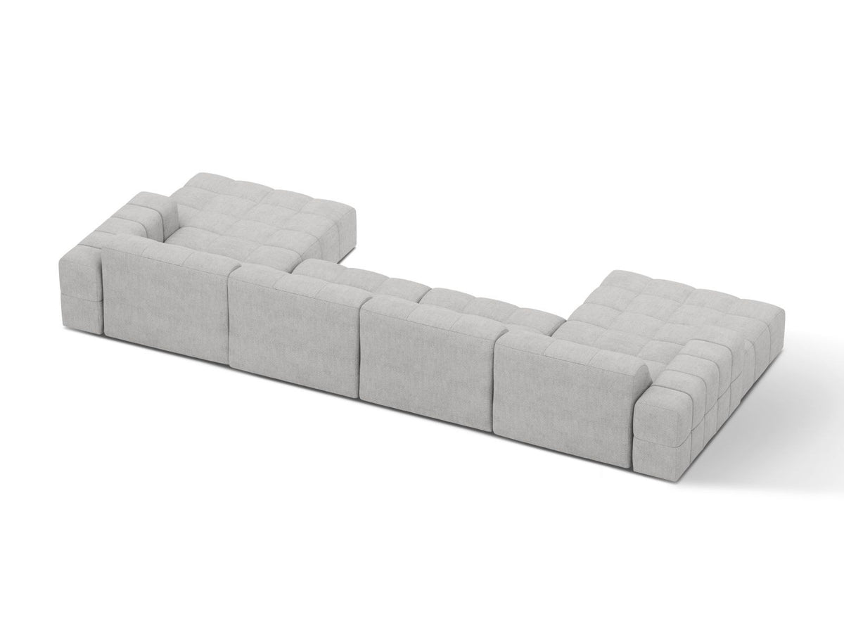 Cosmopolitan Design Chicago Panoramic Sofa, 6-Sitzer in Light Beige-Eden, Massivholzrahmen, Kunststoffbeine, grosszügige Sitzfläche mit Récamiere.