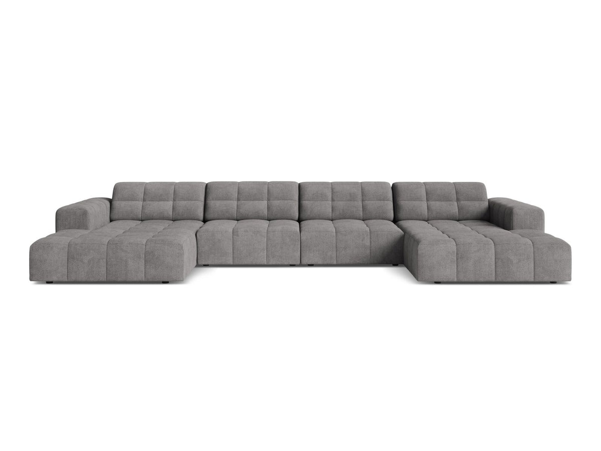 Cosmopolitan Design Chicago Panoramic Sofa, 6-Sitzer in Light Beige-Eden, Massivholzrahmen, Kunststoffbeine, grosszügige Sitzfläche mit Récamiere.