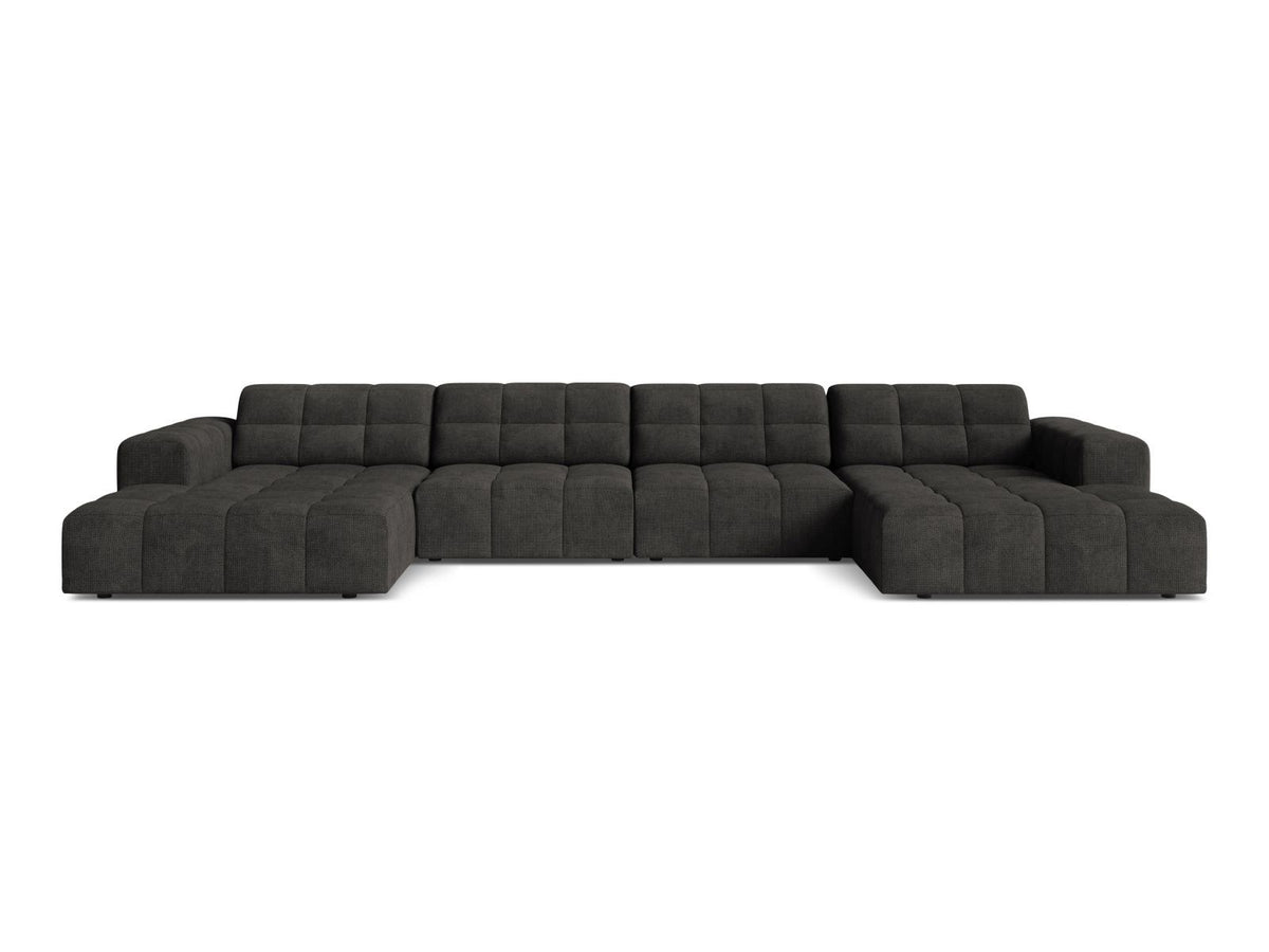 Cosmopolitan Design Chicago Panoramic Sofa, 6-Sitzer in Light Beige-Eden, Massivholzrahmen, Kunststoffbeine, grosszügige Sitzfläche mit Récamiere.