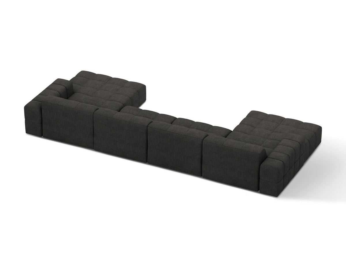 Cosmopolitan Design Chicago Panoramic Sofa, 6-Sitzer in Light Beige-Eden, Massivholzrahmen, Kunststoffbeine, grosszügige Sitzfläche mit Récamiere.