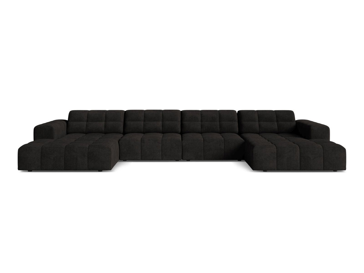 Cosmopolitan Design Chicago Panoramic Sofa, 6-Sitzer in Light Beige-Eden, Massivholzrahmen, Kunststoffbeine, grosszügige Sitzfläche mit Récamiere.