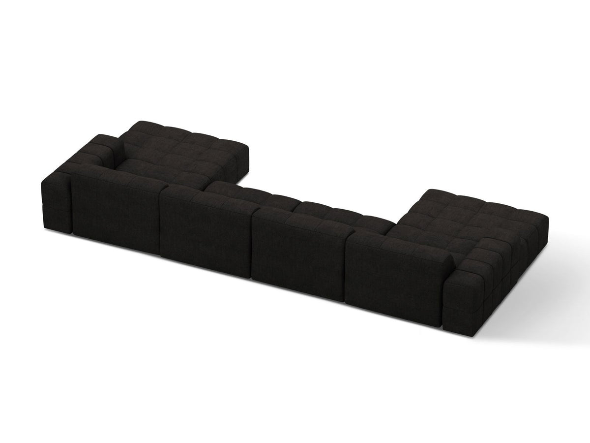 Cosmopolitan Design Chicago Panoramic Sofa, 6-Sitzer in Light Beige-Eden, Massivholzrahmen, Kunststoffbeine, grosszügige Sitzfläche mit Récamiere.