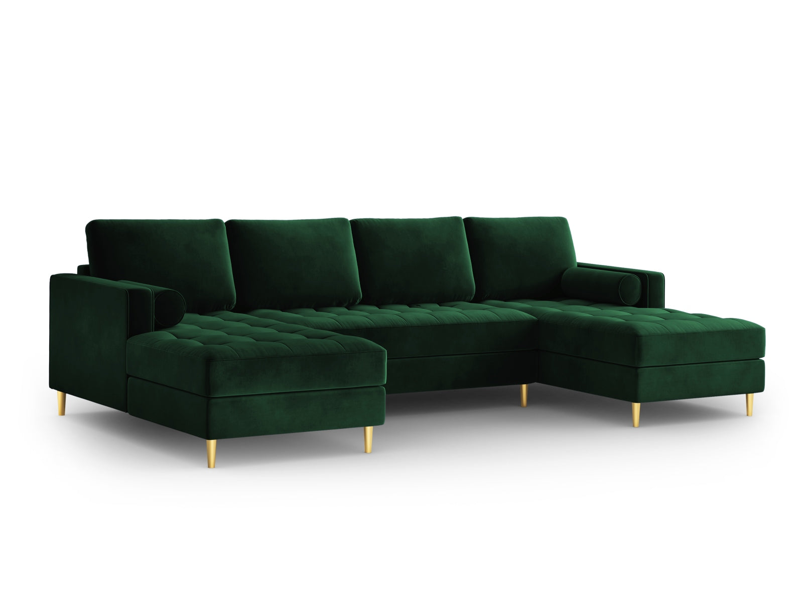 Geräumiges 6-Sitzer Panoramic Sofa Aspen in edlem Flaschengrün, perfekt für gesellige Abende und modernes Wohndesign.