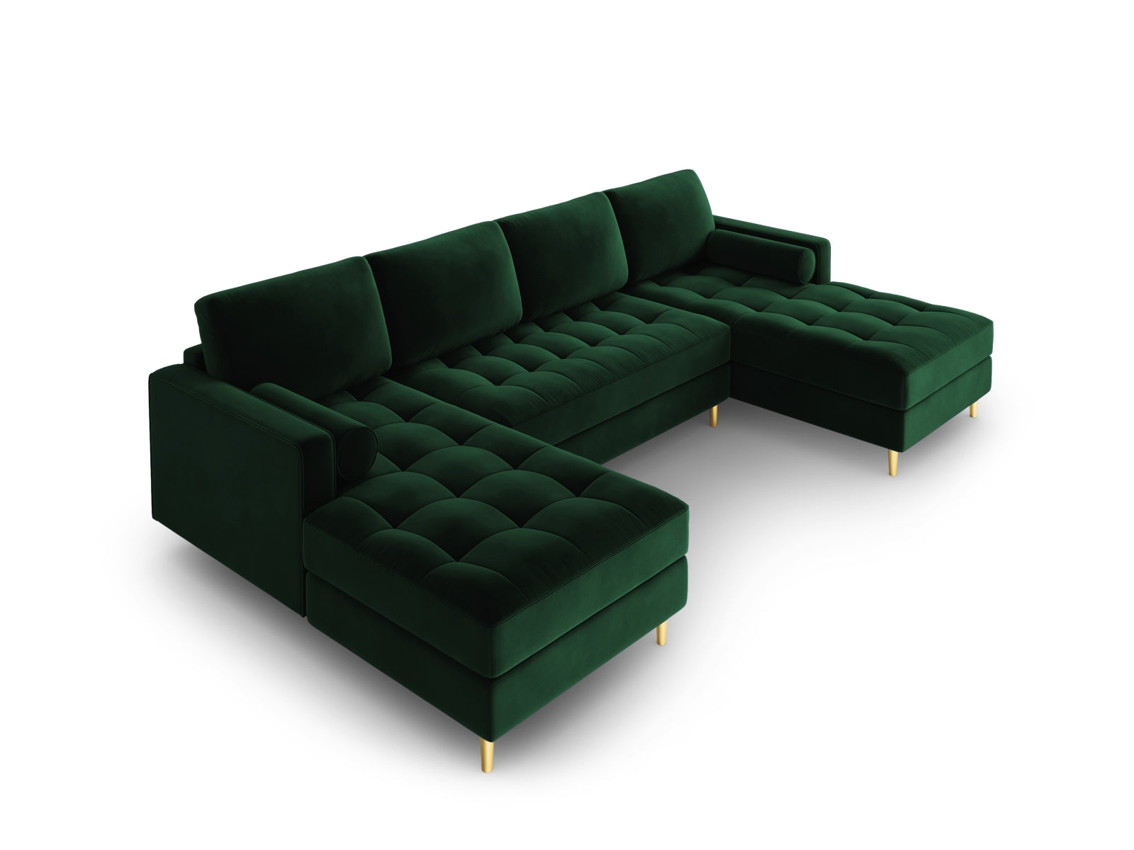 Geräumiges 6-Sitzer Panoramic Sofa Aspen in edlem Flaschengrün, perfekt für gesellige Abende und modernes Wohndesign.