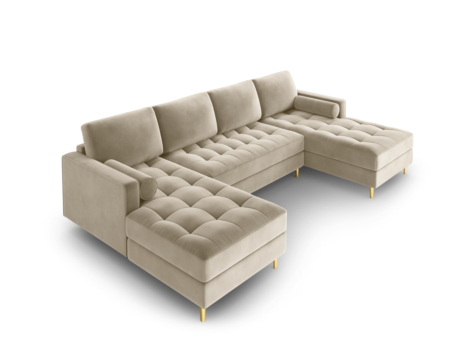 Geräumiges Panoramic Sofa Aspen für 6 Personen in edlem Dunkelbeige, perfekt für stilvolle und einladende Wohnbereiche.