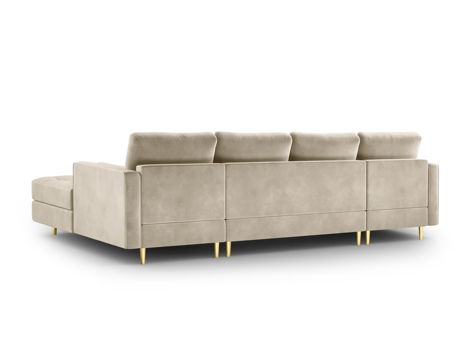 Elegantes Ecksofa Aspen für 6 Personen in dunkelbeige, ideal für moderne Wohnräume und gesellige Abende.