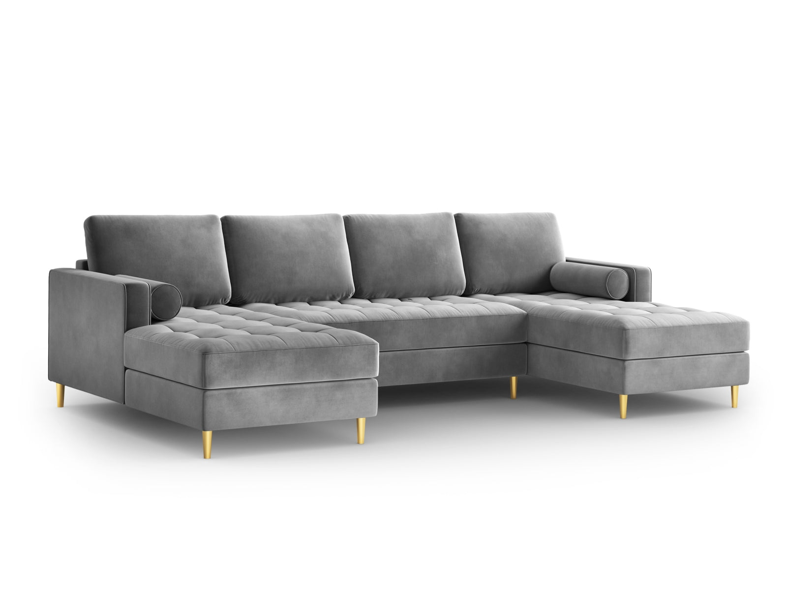 Modernes 6-Sitzer Panoramic Sofa Aspen in stilvollem Grau, perfekt für gesellige Abende und komfortable Wohnatmosphäre.