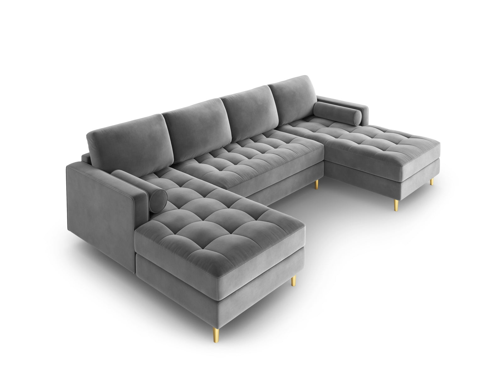 Geräumiges 6-Sitzer Panoramic Sofa Aspen in stilvollem Grau, perfekt für gesellige Abende und komfortable Entspannung.