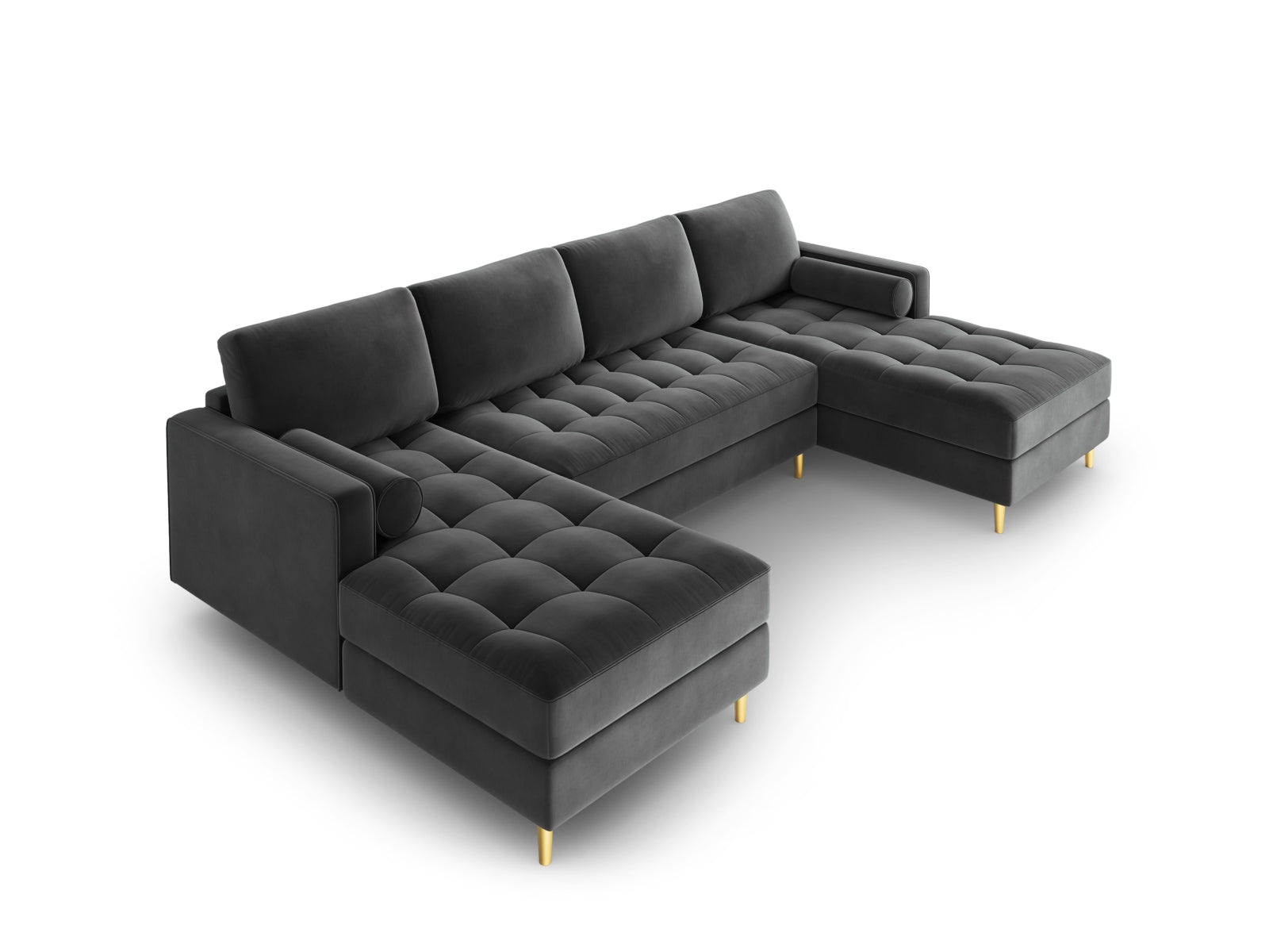 Geräumiges Panoramic Sofa Aspen für 6 Personen in edlem Dunkelgrau, perfekt für stilvolle Wohnzimmer von Cosmopolitan Design.