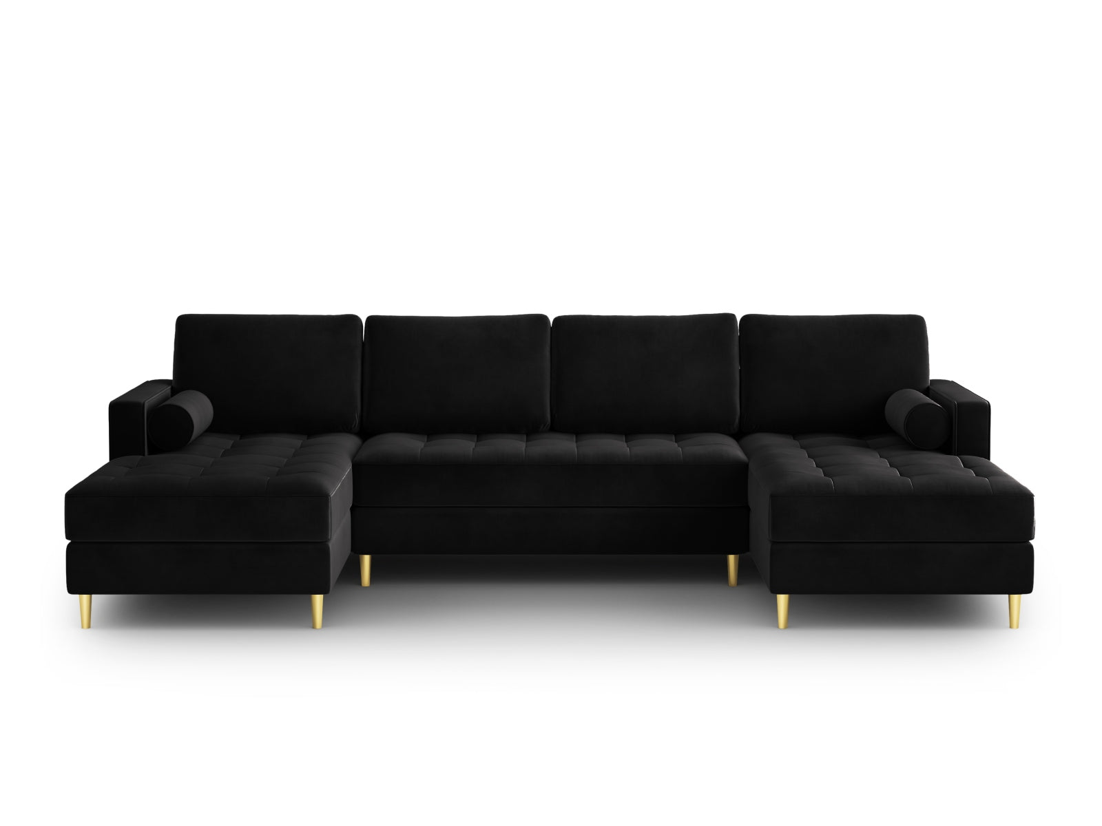 Elegantes 6-Sitzer Ecksofa Aspen in stilvollem Schwarz, ideal für moderne Wohnräume, von Cosmopolitan Design.
