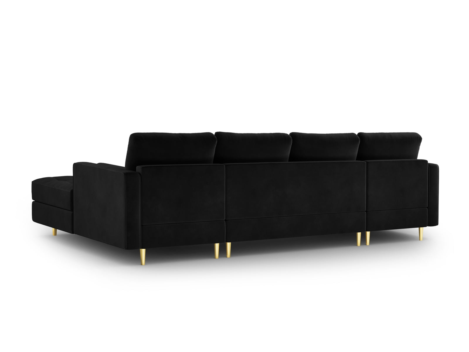 Elegantes Ecksofa Aspen für 6 Personen in Schwarz, ideal für moderne Wohnräume und gemütliche Zusammenkünfte.