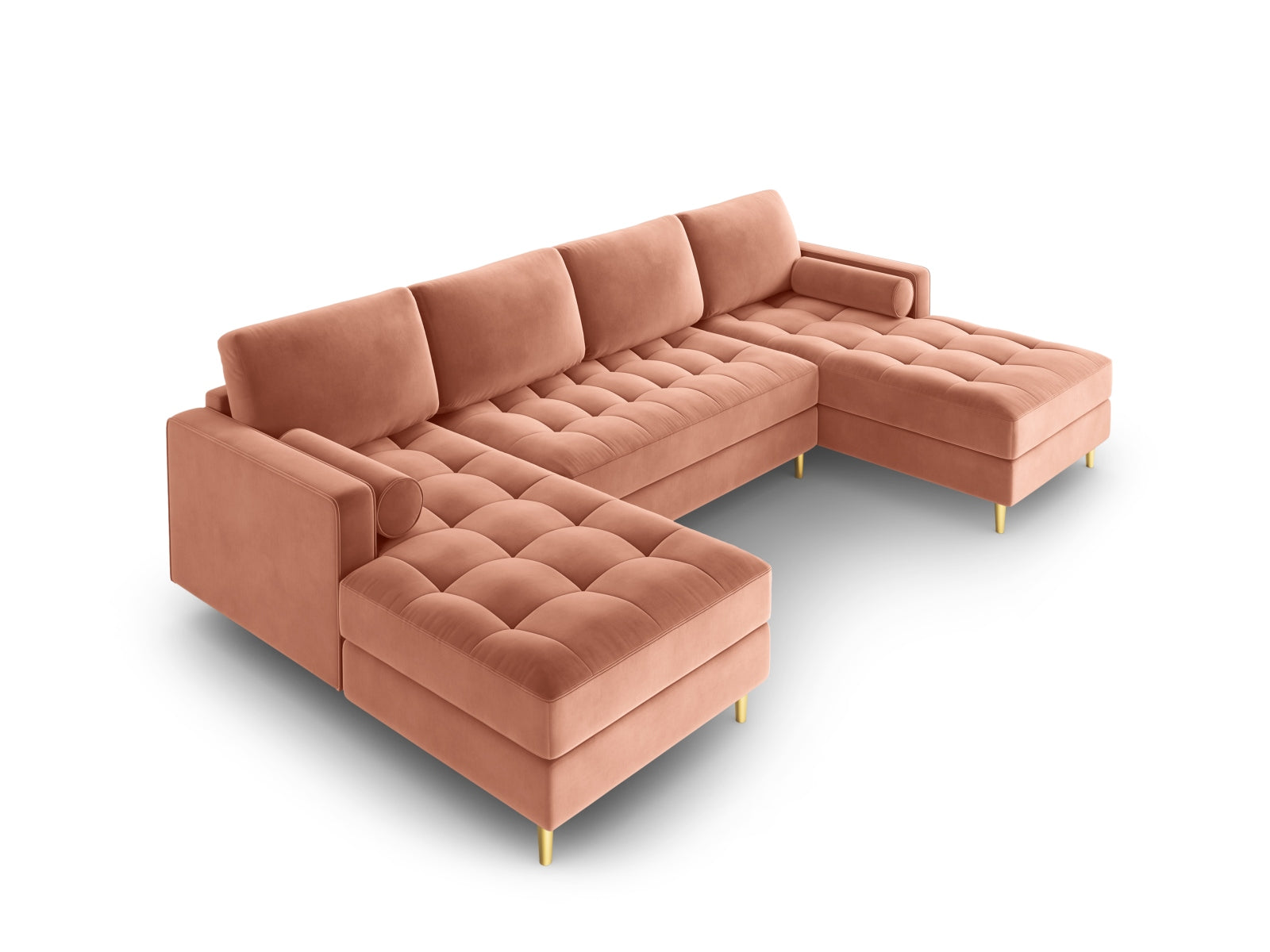 Modernes 6-Sitzer Panoramic Sofa Aspen in zartem Rosa, perfekt für gemütliche und stilvolle Wohnambiente von Cosmopolitan Design.