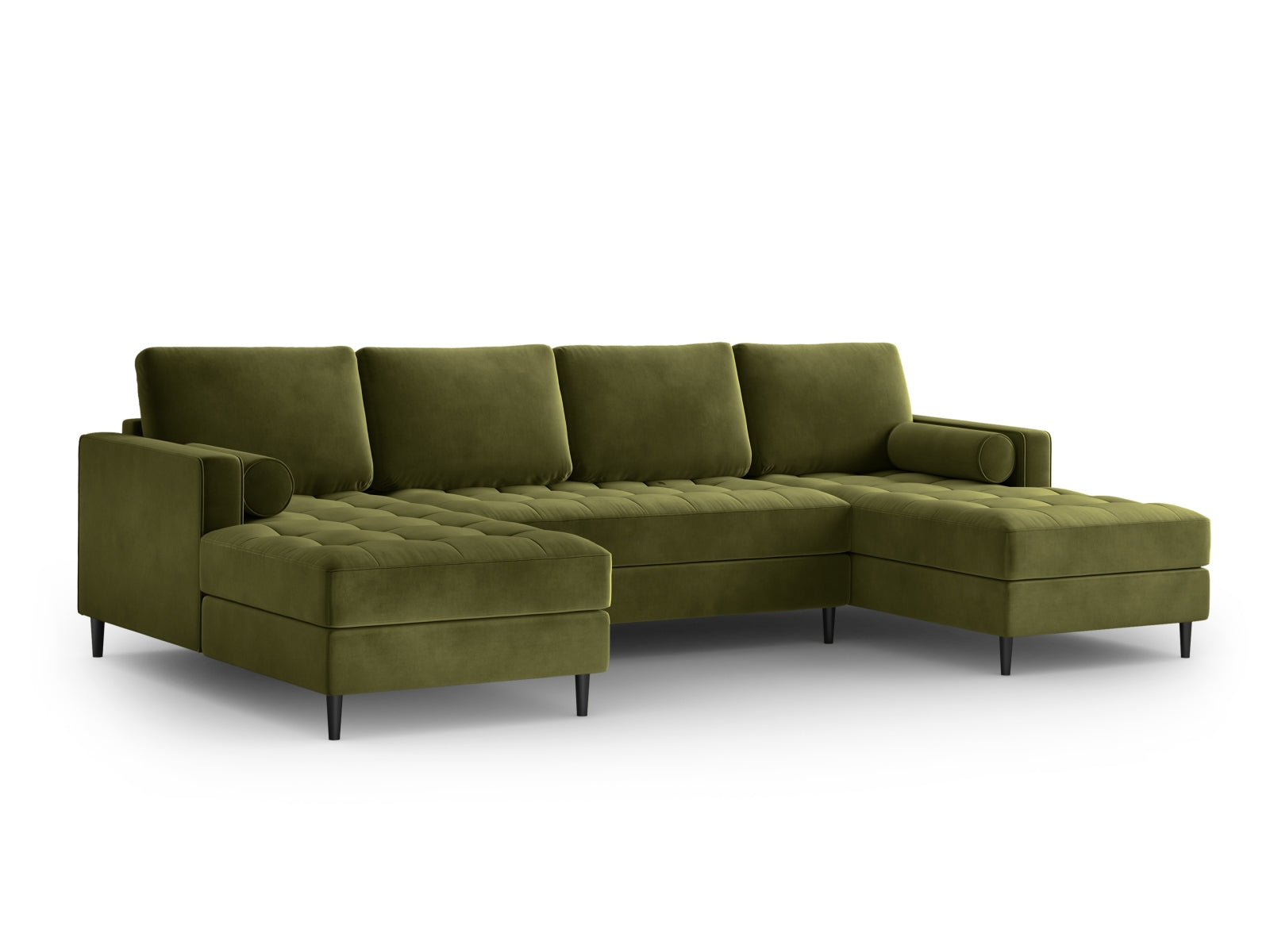 Geräumiges 6-Sitzer Panoramic Sofa Aspen in trendigem Grünton, perfekt für gesellige Abende und stilvolle Einrichtungsideen.