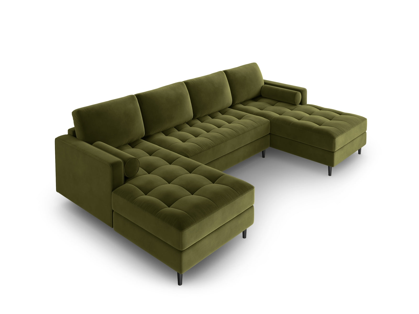 Geräumiges 6-Sitzer Panoramic Sofa Aspen in trendigem Grünton, perfekt für gesellige Abende und stilvolle Einrichtungsideen.