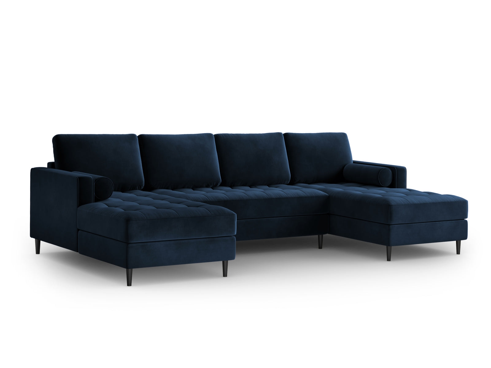 Geräumiges Panoramic Sofa Aspen in Royal Blue, perfekt für gesellige Abende und modernes Wohndesign, bietet Platz für bis zu 6 Personen.