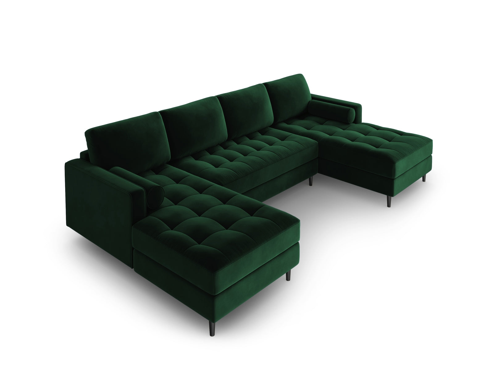 Geräumiges Panoramic Sofa Aspen für 6 Personen in tiefem Flaschengrün, perfekt für moderne und gemütliche Wohnambiente.