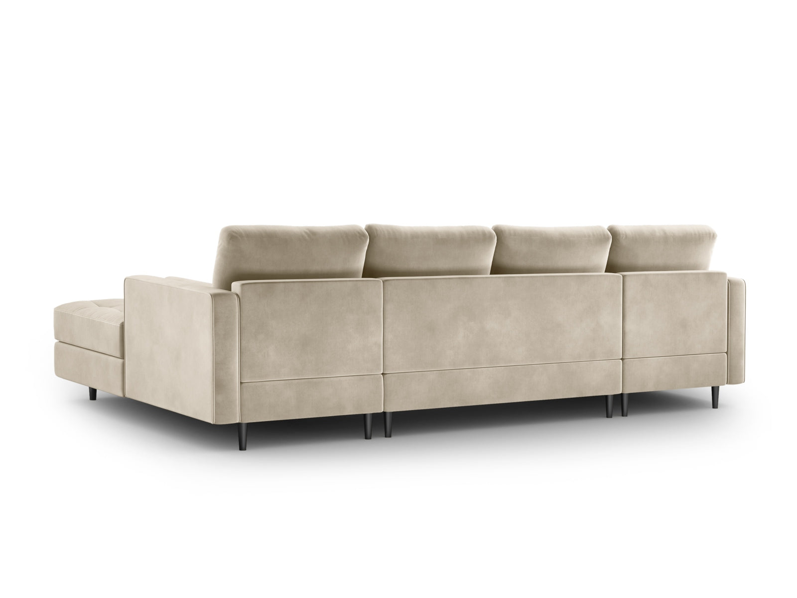 Elegantes Ecksofa Aspen für 6 Personen in edlem Dunkelbeige, ideal für gemütliche Abende und gesellige Treffen im modernen Wohnraum.