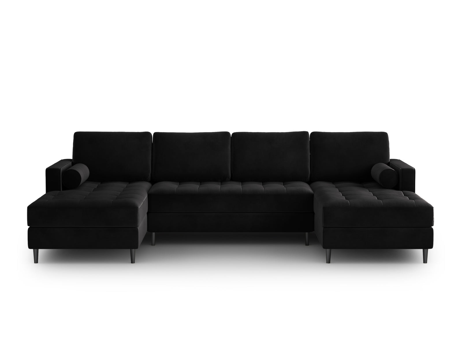 Elegantes Ecksofa Aspen für 6 Personen in zeitlosem Schwarz, ideal für entspannte Abende und stilvolle Wohnräume.