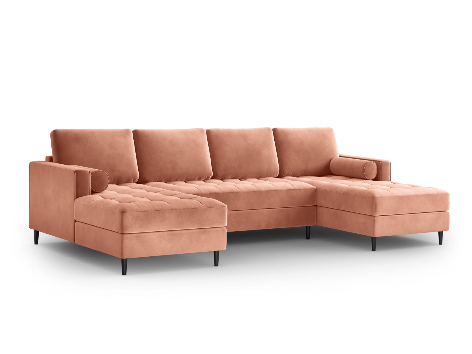 Geräumiges 6-Sitzer Panoramic Sofa Aspen in zartem Rosé, perfekt für entspannte Abende und moderne Wohnkonzepte.
