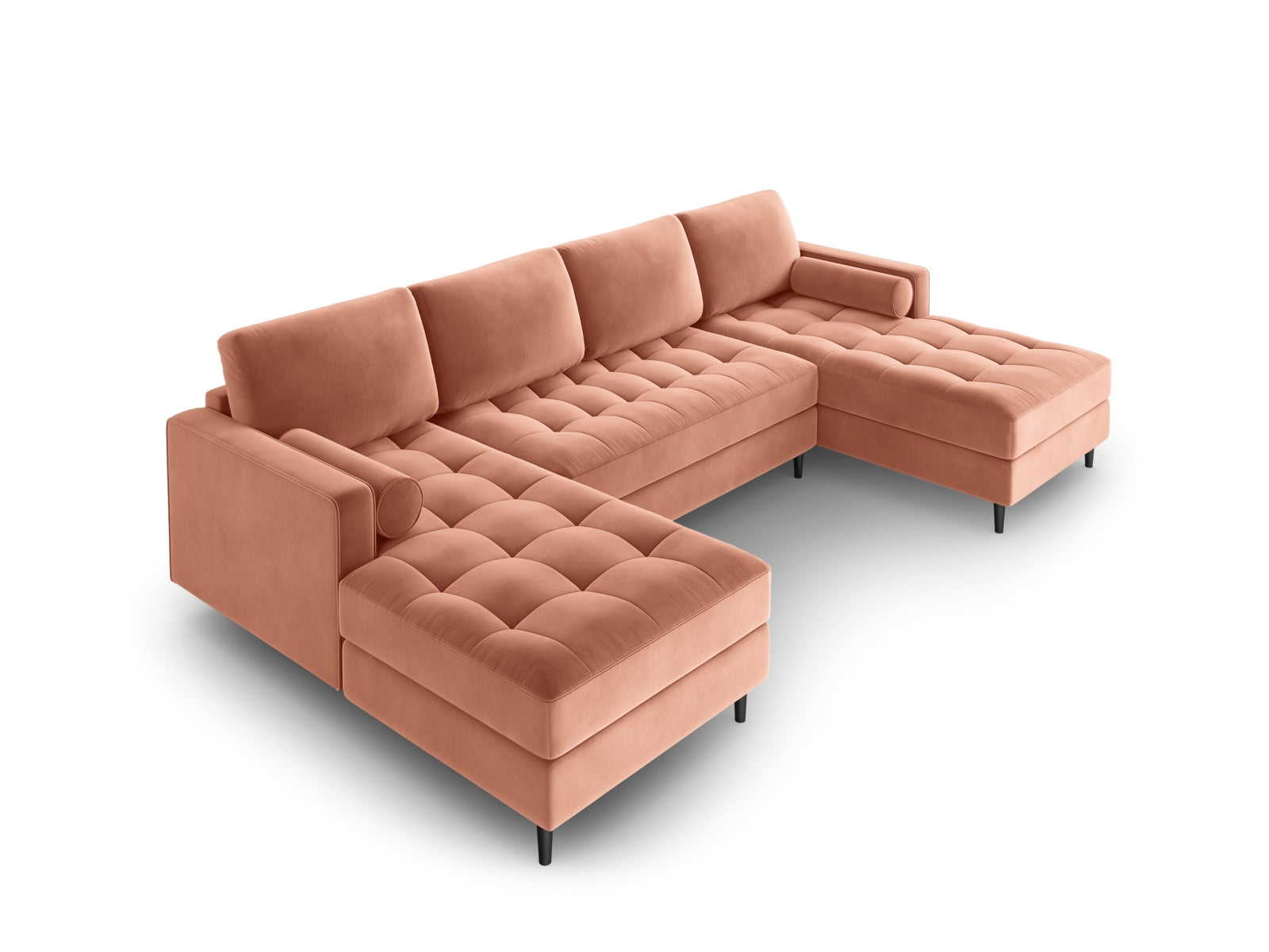 Geräumiges 6-Sitzer Panoramic Sofa Aspen in zartem Rosé, perfekt für entspannte Abende und moderne Wohnkonzepte.