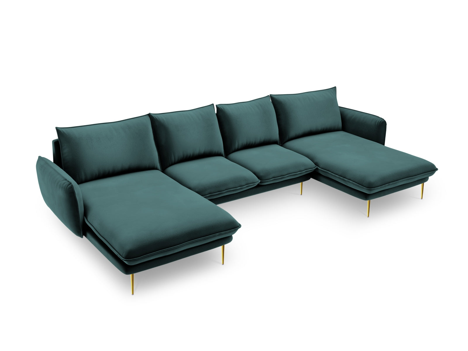 Vienna Velour Panoramic Sofa 6 Sitzer 170cm in Petrol/Gold präsentiert im Onlineshop von KAQTU Design AG. 3er Sofa ist von Cosmopolitan Design