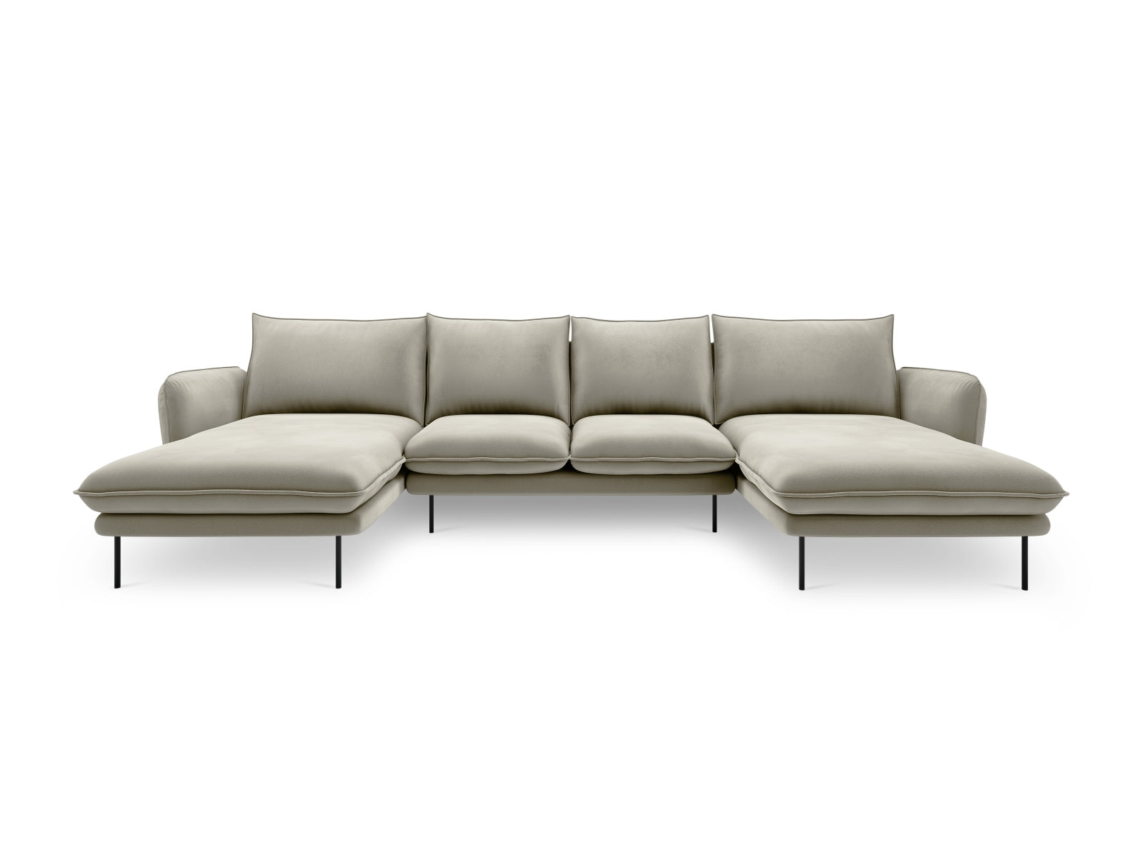 Erleben Sie das stilvolle Vienna Velour Panoramic Sofa für 6 Personen. Hochwertiger Veloursstoff und großzügige Sitzfläche für höchsten Komfort.