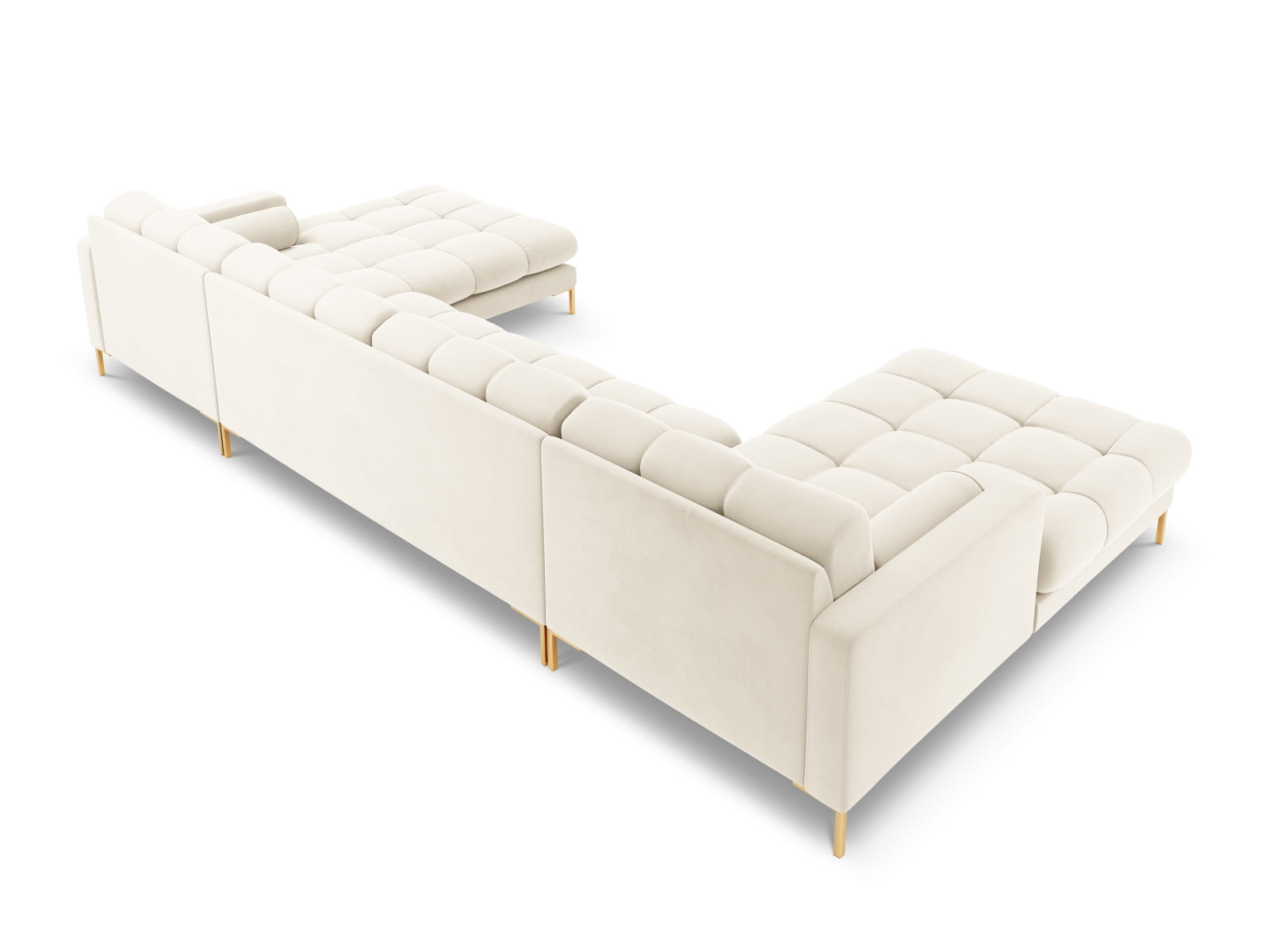 Elegantes 7-Sitzer Ecksofa Bali in sanftem Beige, ideal für gemütliche Zusammenkünfte und stilvolle Wohnräume.