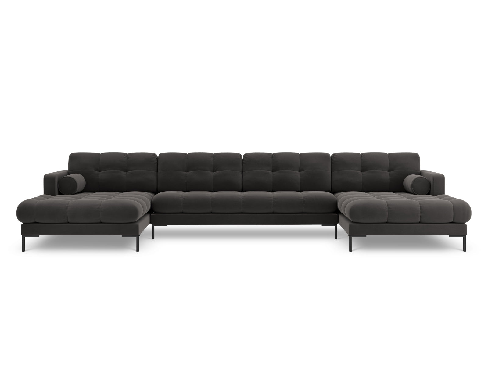Elegantes 7-Sitzer Ecksofa Bali in Dunkelgrau, ideal für stilvolle Wohnräume, präsentiert von Cosmopolitan Design.